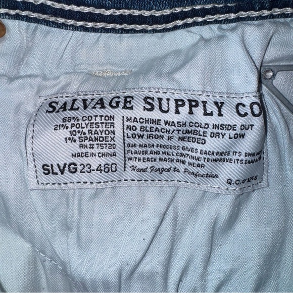 Salvage Anarchy Men’s Jeans SZ 36/29 Fading Whiskering Distressed Dark Wash - Picture 11 of 12